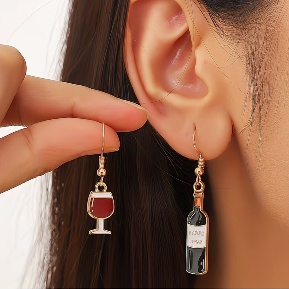 Wine Glass and Bottle Earrings